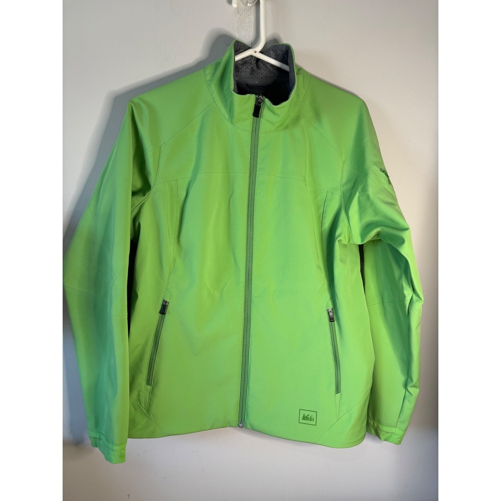 REI Co-op Womens Lime Green Softshell Full Zip Jacket RN 37249 Large